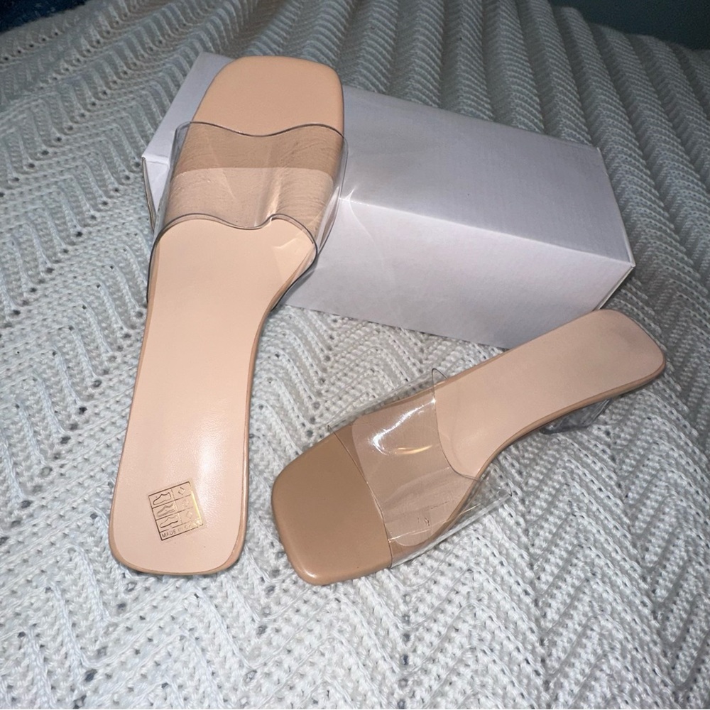 Transparent Square Toe Mule with Clear Heel - NWOT - Size 41